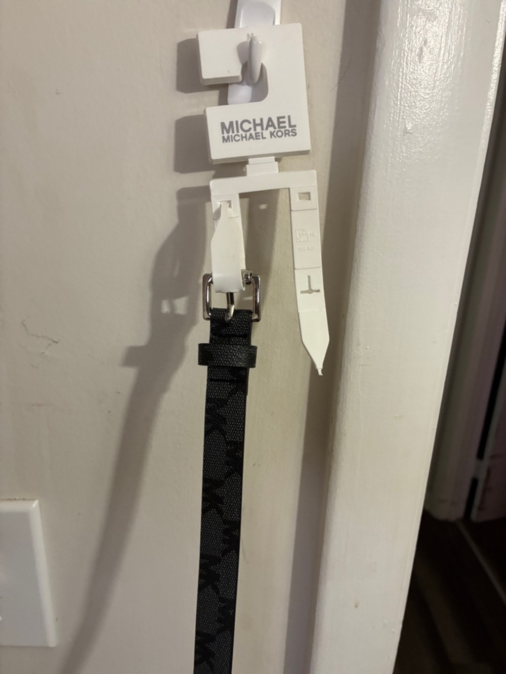MICHAEL Michael Kors Black Logo-Print Men's Belt with Silver Buckle